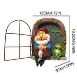 Mini Garden Resin Crafts Decoration Gnome Window Sleeping Garden Sculpture Gnome Outdoor Ornament Decoration - Front View