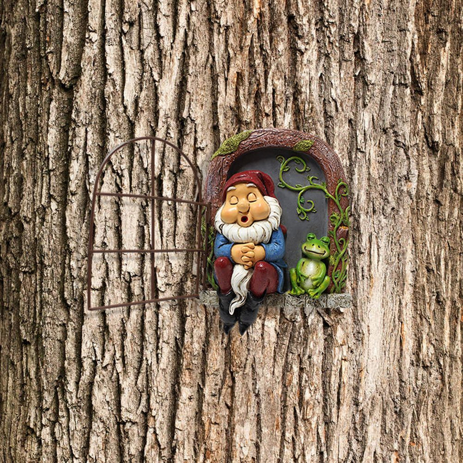 Mini Garden Resin Crafts Decoration Gnome Window Sleeping Garden Sculpture Gnome Outdoor Ornament Decoration