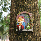 Mini Garden Resin Crafts Decoration Gnome Window Sleeping Garden Sculpture Gnome Outdoor Ornament Decoration - Close-Up Angle