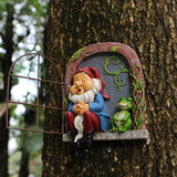 Mini Garden Resin Crafts Decoration Gnome Window Sleeping Garden Sculpture Gnome Outdoor Ornament Decoration - Low Angle