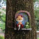 Mini Garden Resin Crafts Decoration Gnome Window Sleeping Garden Sculpture Gnome Outdoor Ornament Decoration - Extra Image