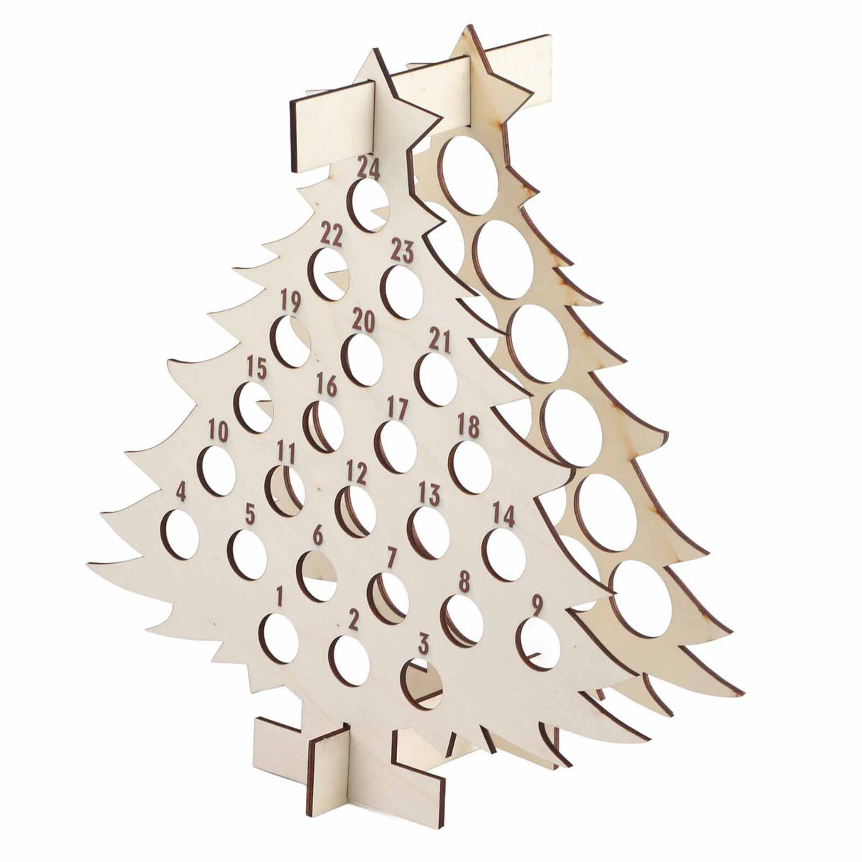 Christmas Advent Calendar Countdown 24 Wooden Christmas Tree Mini Alcohol Holder Wine Bottle Stand Decoration Gifts