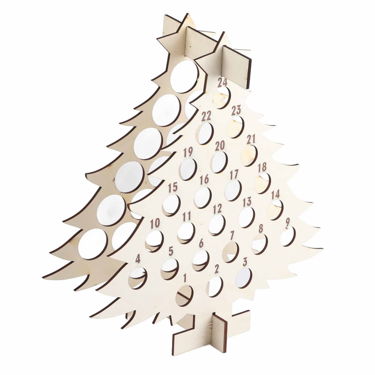 Christmas Advent Calendar Countdown 24 Wooden Christmas Tree Mini Alcohol Holder Wine Bottle Stand Decoration Gifts