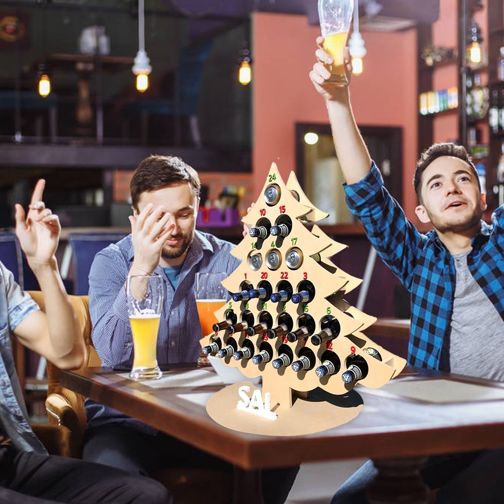 Christmas Advent Calendar Countdown 24 Wooden Christmas Tree Mini Alcohol Holder Wine Bottle Stand Decoration Gifts