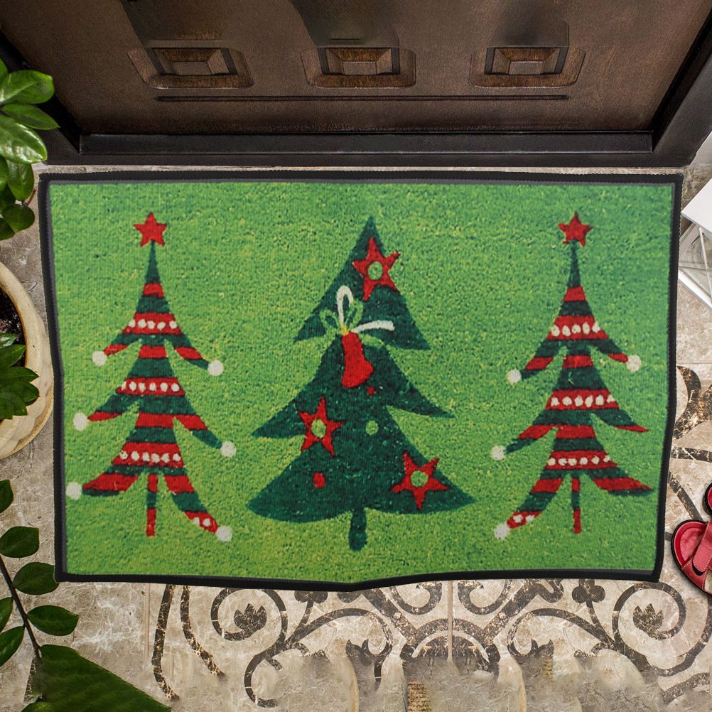 Christmas Doormat Xmas Flannel Floor Mat Merry Christmas Home Entrance Door Mat Anti Slip Floor Rug for Living Room