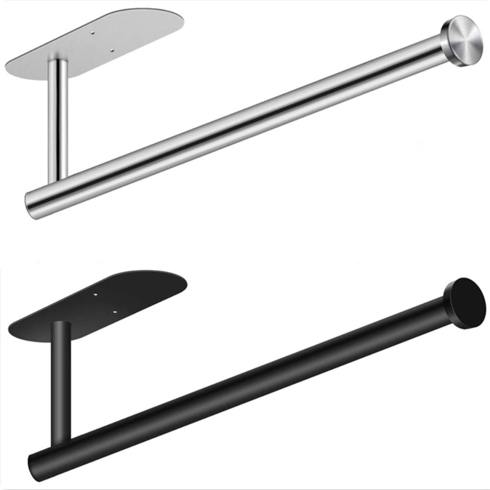 Paper Towel Holders Wall Mount Under Cabinet Self Adhesive Drilling Stainless Steel Paper Towel Rolls Holder for Kitchen Bathroom Rustproof Rack
