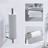 Paper Towel Holders Wall Mount Under Cabinet Self Adhesive Drilling Stainless Steel Paper Towel Rolls Holder for Kitchen Bathroom Rustproof Rack