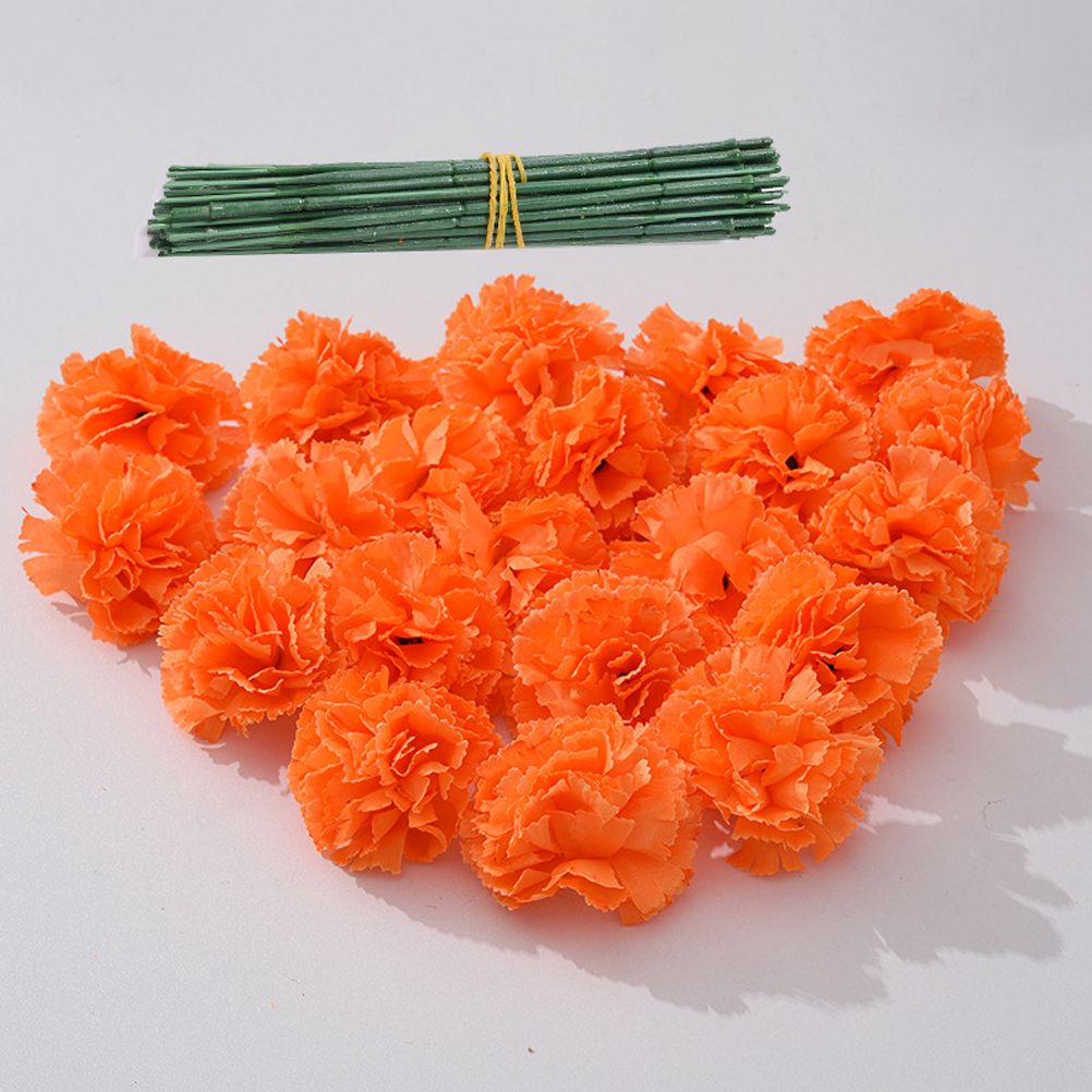 50Pcs Marigold Artificial Flower for Diwali Home Decor DIY Wreath Garland Craft Wedding Party Decoration