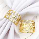 Pack of 6 Christmas Napkin Rings Gold Metal Napkin Ring Napkin Buckles for Wedding Party Dinner Anniversary Table Decoration - Close-Up Angle