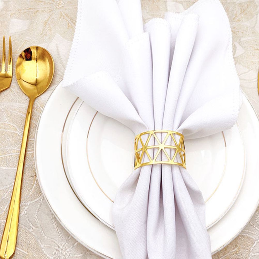 Pack of 6 Christmas Napkin Rings Gold Metal Napkin Ring Napkin Buckles for Wedding Party Dinner Anniversary Table Decoration