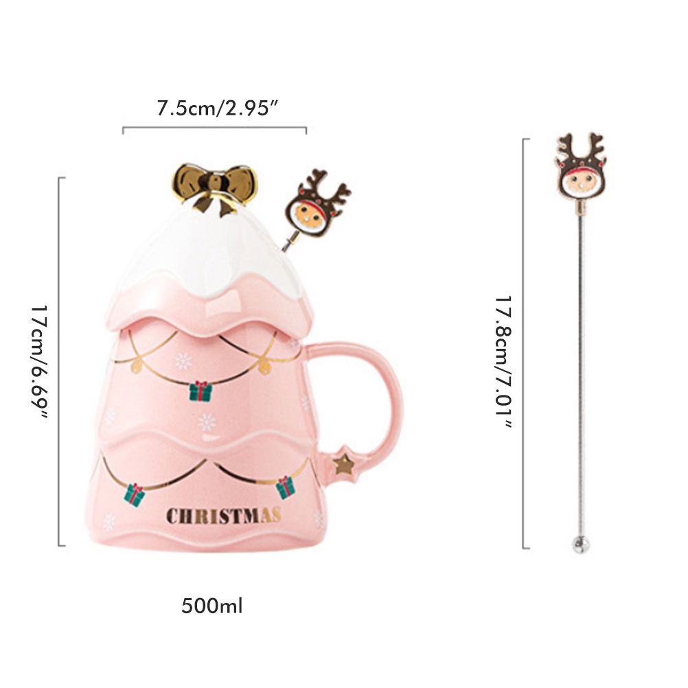 Christmas Mug Set with Cover and Spoon 500 ml Ceramic Mug for Mulled Wine Coffee Cocoa Christmas Mug Gift