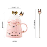 Christmas Mug Set with Cover and Spoon 500 ml Ceramic Mug for Mulled Wine Coffee Cocoa Christmas Mug Gift - Front View