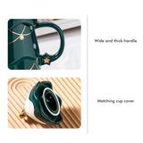 Christmas Mug Set with Cover and Spoon 500 ml Ceramic Mug for Mulled Wine Coffee Cocoa Christmas Mug Gift