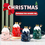 Christmas Mug Set with Cover and Spoon 500 ml Ceramic Mug for Mulled Wine Coffee Cocoa Christmas Mug Gift - Rear View