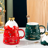 Christmas Mug Set with Cover and Spoon 500 ml Ceramic Mug for Mulled Wine Coffee Cocoa Christmas Mug Gift - Extra Image
