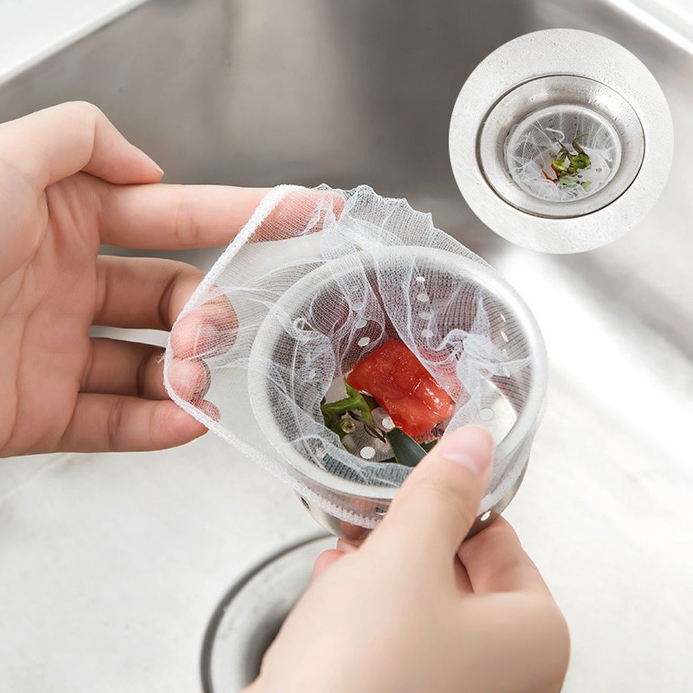 200 Pcs Sink Strainer Bag Sink Filter Net with Storage Case Sink Mesh Bag for Kitchen Waste Garbage