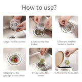 200 Pcs Sink Strainer Bag Sink Filter Net with Storage Case Sink Mesh Bag for Kitchen Waste Garbage