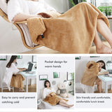 5V USB Heated Blanket Electric Throw Blanket Warm Hand Knee Heating Blanket Flannel Heated Blanket for Office Lunch Break - Rear View