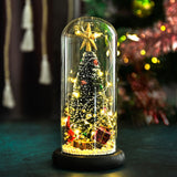 Christmas Tree in Glass Dome LED Glass Cover Ornaments Cedar Window Shooting Props Gifts for Girlfriends and Lovers - Top-Down View