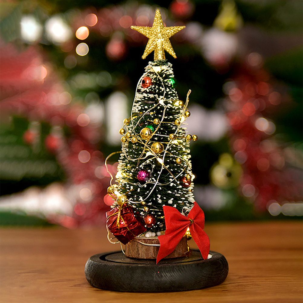 Christmas Tree in Glass Dome LED Glass Cover Ornaments Cedar Window Shooting Props Gifts for Girlfriends and Lovers