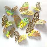 12pcs/set 3D Butterfly Wall Stickers Hollow Butterfly Decoration DIY Art Decor Crafts for Bedroom and Living Room Decor