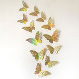 12pcs/set 3D Butterfly Wall Stickers Hollow Butterfly Decoration DIY Art Decor Crafts for Bedroom and Living Room Decor