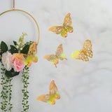 12pcs/set 3D Butterfly Wall Stickers Hollow Butterfly Decoration DIY Art Decor Crafts for Bedroom and Living Room Decor - Top-Down View