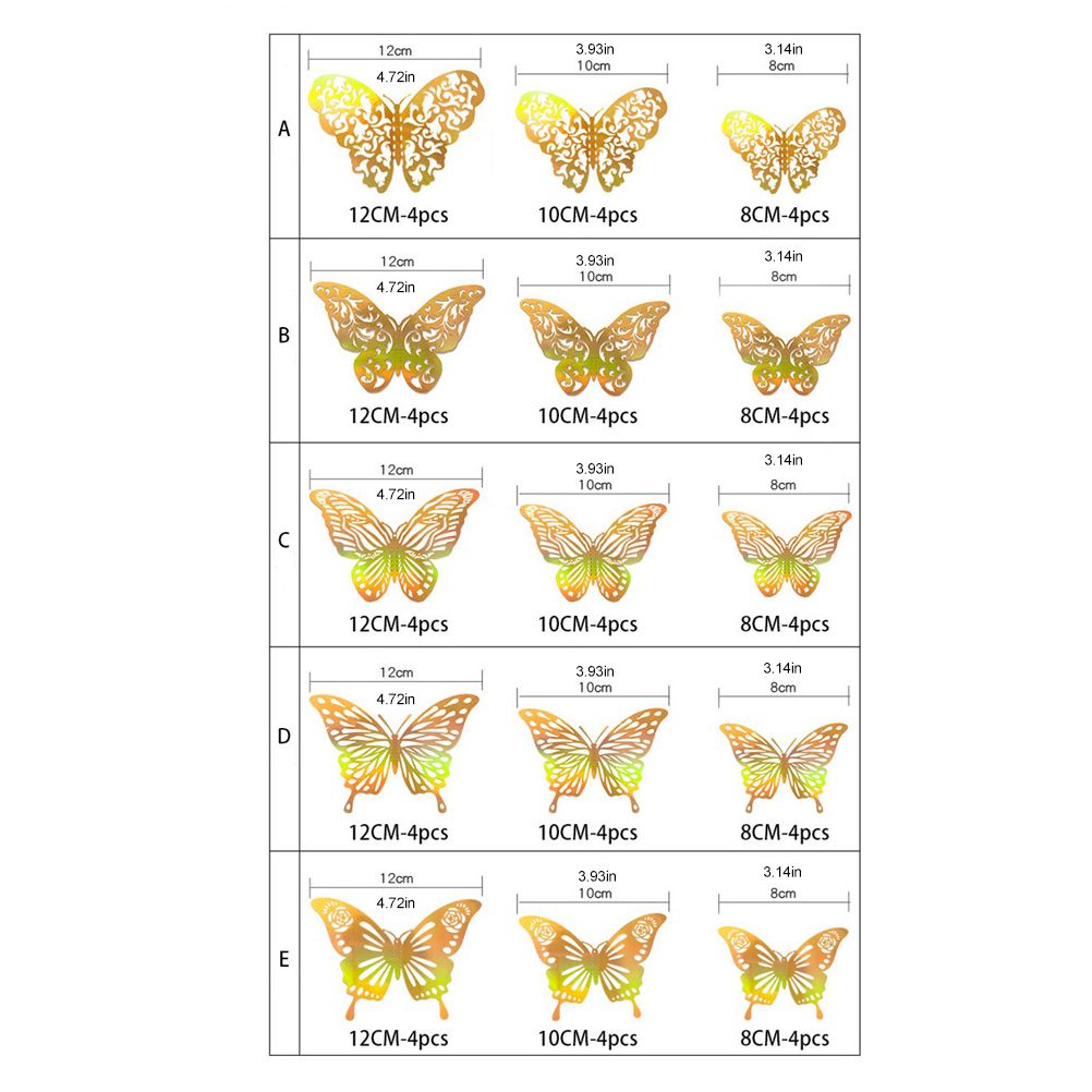 12pcs/set 3D Butterfly Wall Stickers Hollow Butterfly Decoration DIY Art Decor Crafts for Bedroom and Living Room Decor