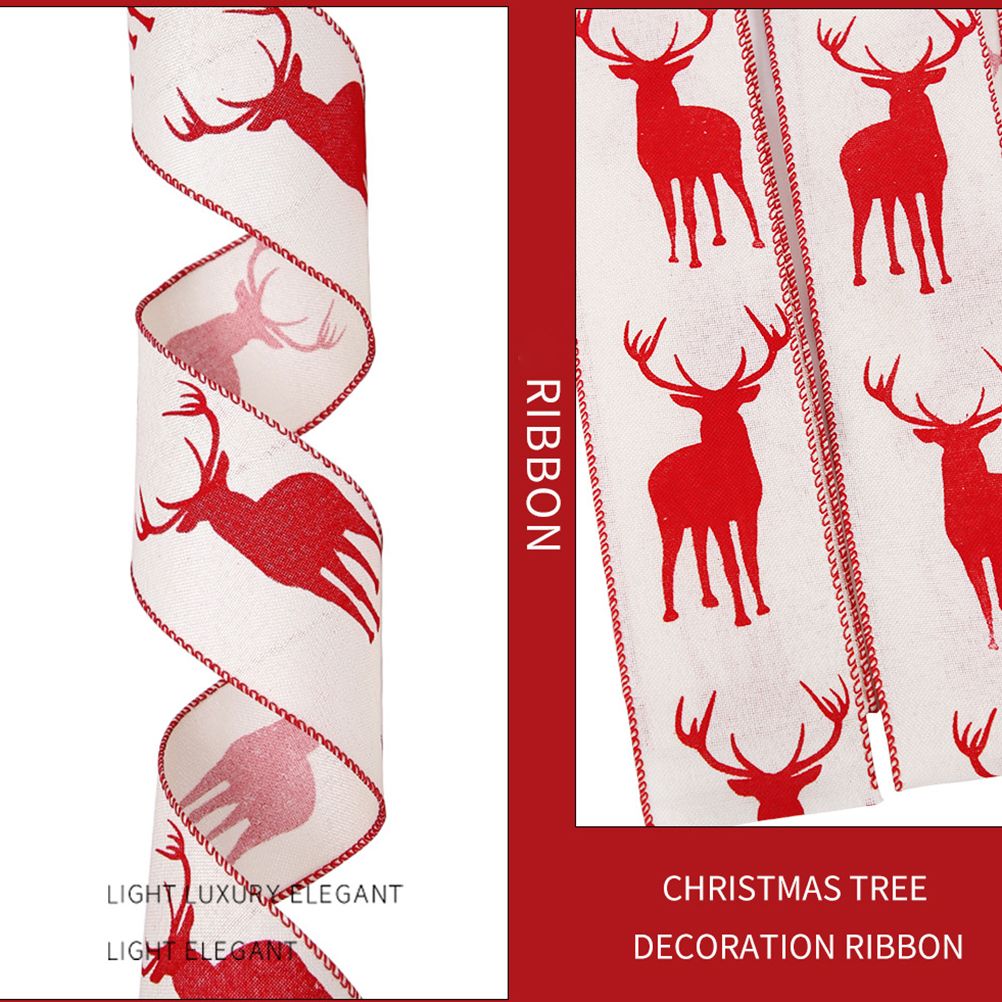 6M Christmas Ribbon Decoration Christmas Tree Twined Elk Ribbon New Year DIY Ribbon Bow Crafts Decorations