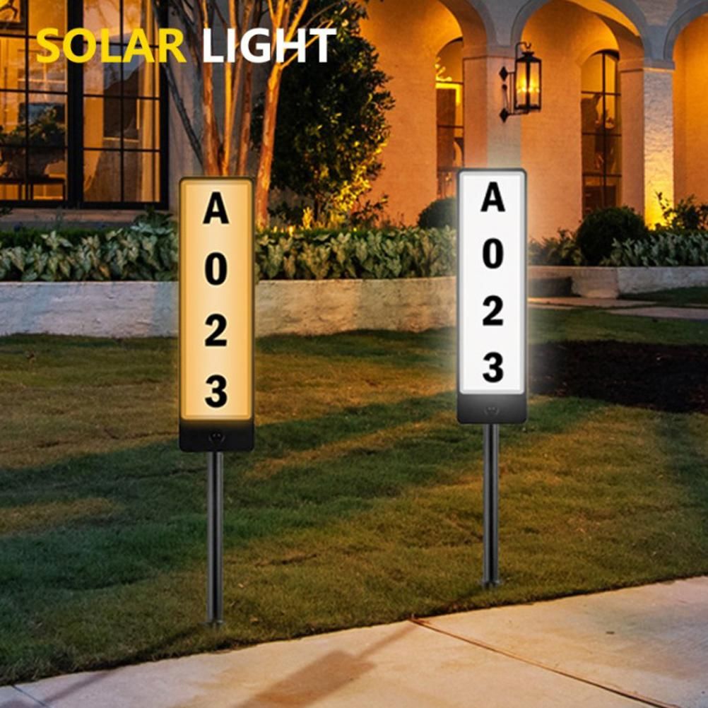 Solar Powered Lighted House Address Numbers Light LED Illuminated with Dual Color Outdoor Address Plaque for Home Yard Garden