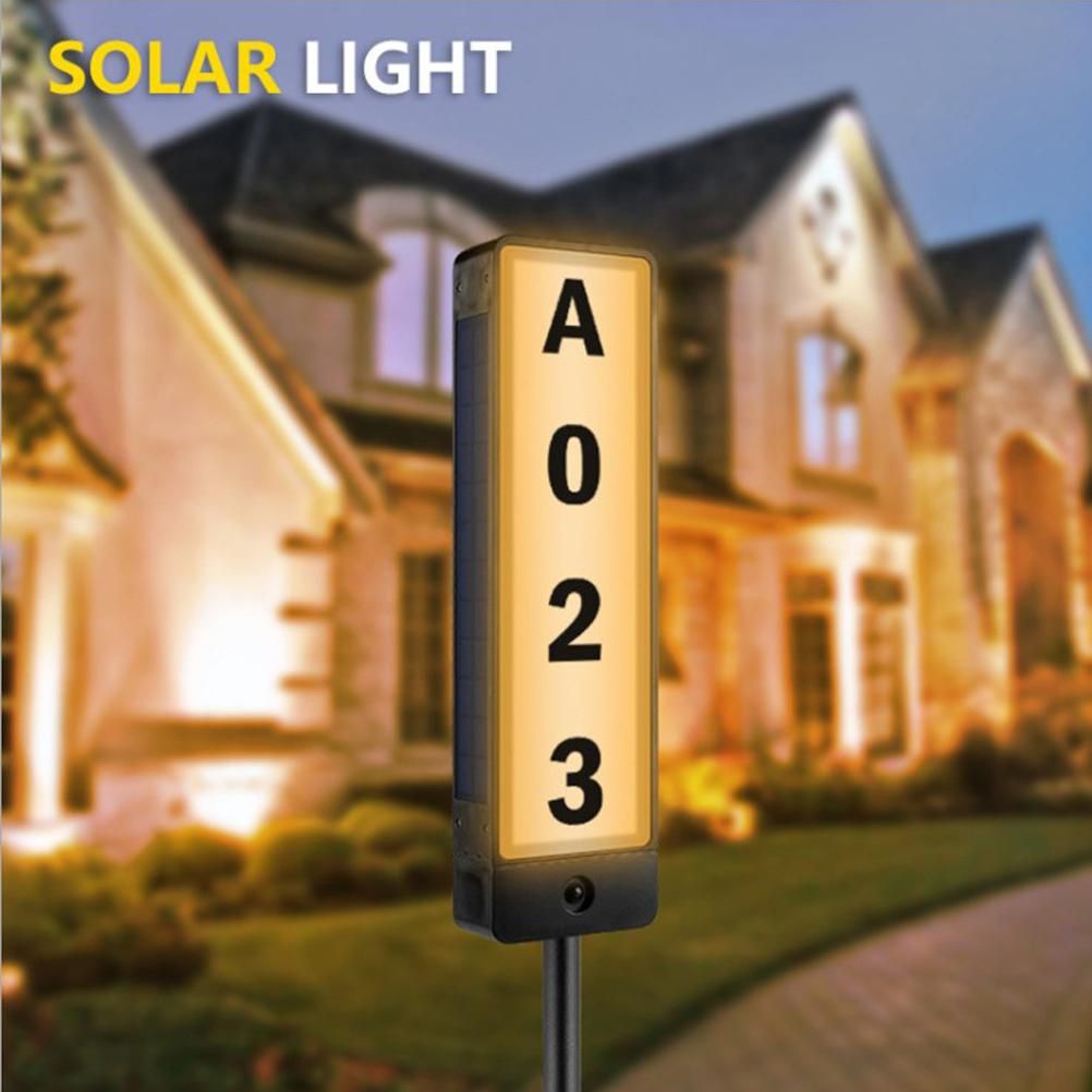 Solar Powered Lighted House Address Numbers Light LED Illuminated with Dual Color Outdoor Address Plaque for Home Yard Garden