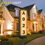 Solar Powered Lighted House Address Numbers Light LED Illuminated with Dual Color Outdoor Address Plaque for Home Yard Garden