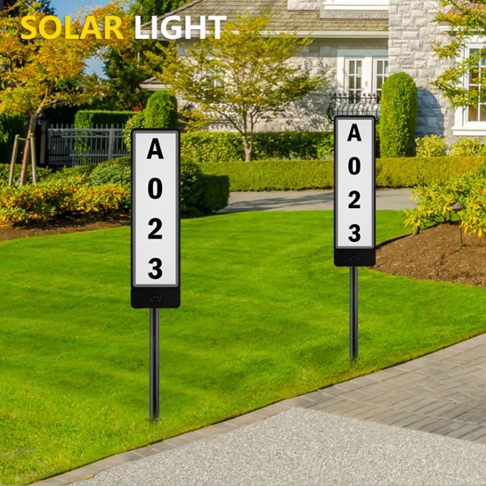 Solar Powered Lighted House Address Numbers Light LED Illuminated with Dual Color Outdoor Address Plaque for Home Yard Garden