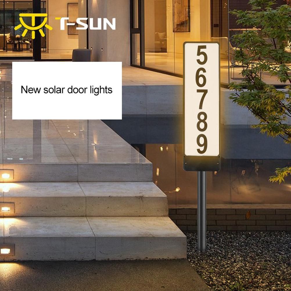 Solar Powered Lighted House Address Numbers Light LED Illuminated with Dual Color Outdoor Address Plaque for Home Yard Garden