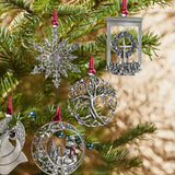 Pewter Christmas Tree Metal Pendant DIY Craft Hanging Decoration for Xmas Tree Home Party - Top-Down View
