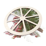 Red Truck Wheel Christmas Bowknot Wreath Fall Wreath for Front Door Wooden Hanging Ornament Wreath for Indoor Outdoor - Low Angle