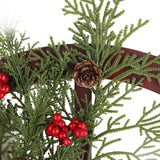 Red Truck Wheel Christmas Bowknot Wreath Fall Wreath for Front Door Wooden Hanging Ornament Wreath for Indoor Outdoor