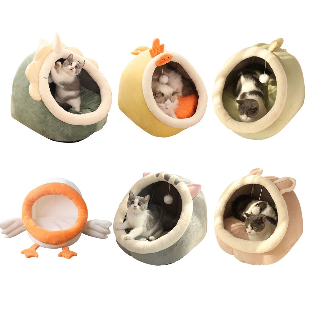 Warm Cozy Pet Bed Non Slip Bottom Cat House Cushion Removable and Washable Pet Sleeping Nest Bed