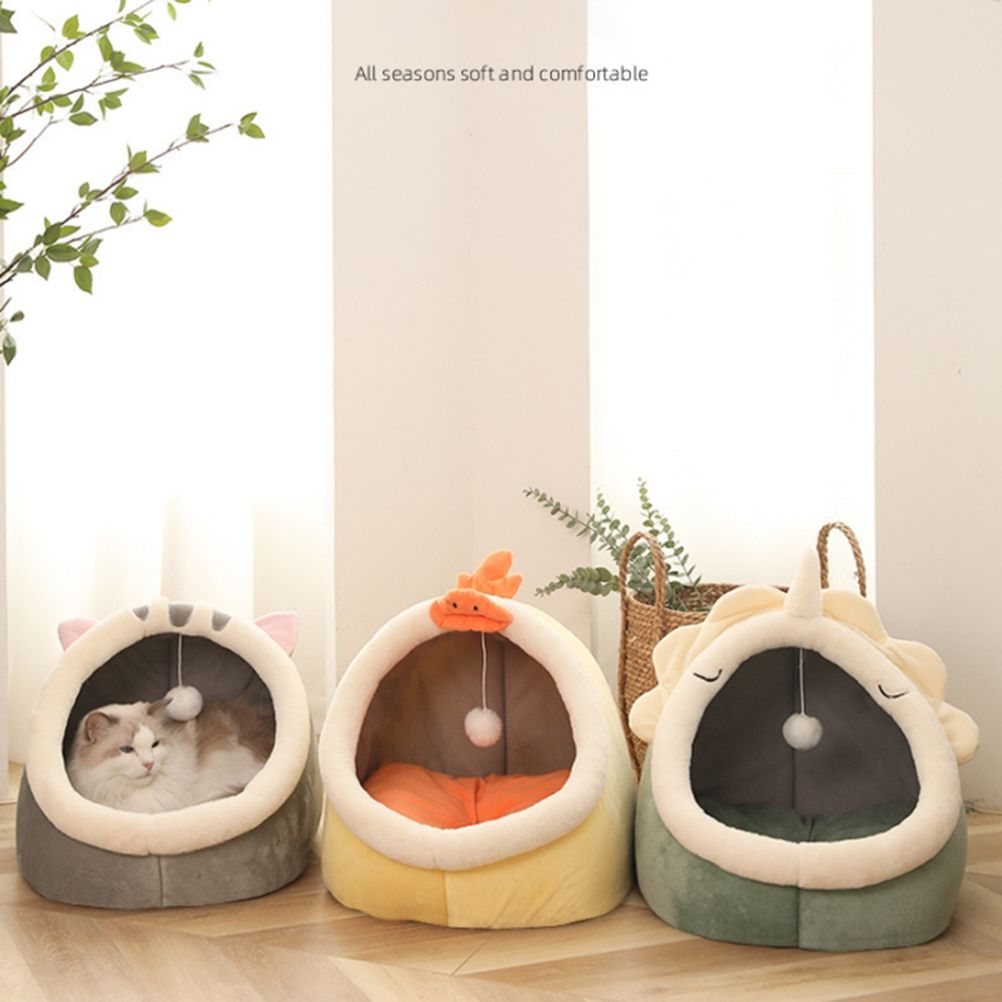 Warm Cozy Pet Bed Non Slip Bottom Cat House Cushion Removable and Washable Pet Sleeping Nest Bed