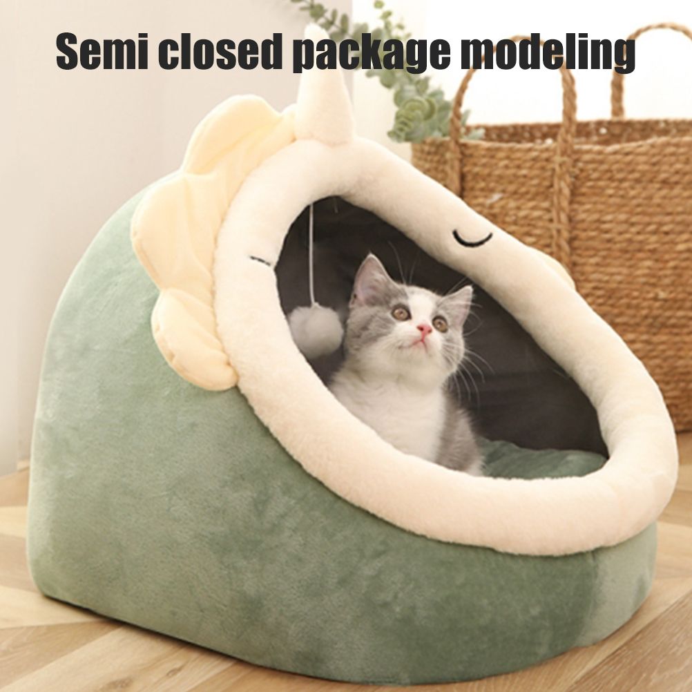 Warm Cozy Pet Bed Non Slip Bottom Cat House Cushion Removable and Washable Pet Sleeping Nest Bed