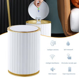 Smart Sensor Trash Waterproof Kitchen Bathroom Sensor Bin with Lid Large Capacity Garbage Waste Bin for Office and Bedroom - Side View
