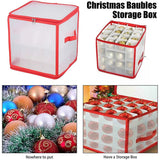 Clear Storage Box for Christmas Tree Baubles PVC Folding Christmas Decorations Storage Box for Up to 64 Christmas Baubles