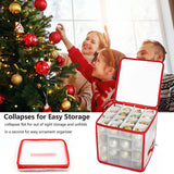 Clear Storage Box for Christmas Tree Baubles PVC Folding Christmas Decorations Storage Box for Up to 64 Christmas Baubles