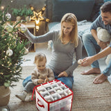 Clear Storage Box for Christmas Tree Baubles PVC Folding Christmas Decorations Storage Box for Up to 64 Christmas Baubles - Close-Up Angle