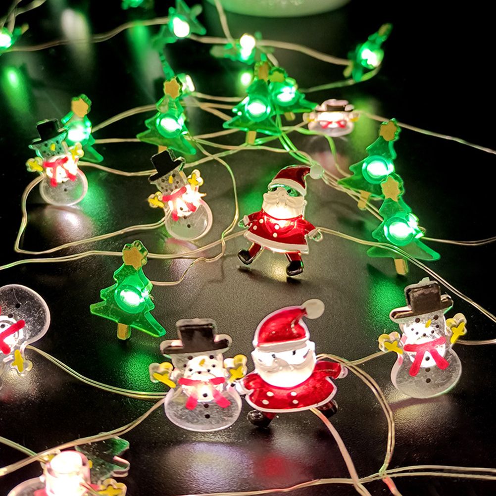 Christmas Decorations Snowman Santa Claus Deer Head Light String Led Copper Wire Light String for Christmas Tree Living Room and Bedroom Decor