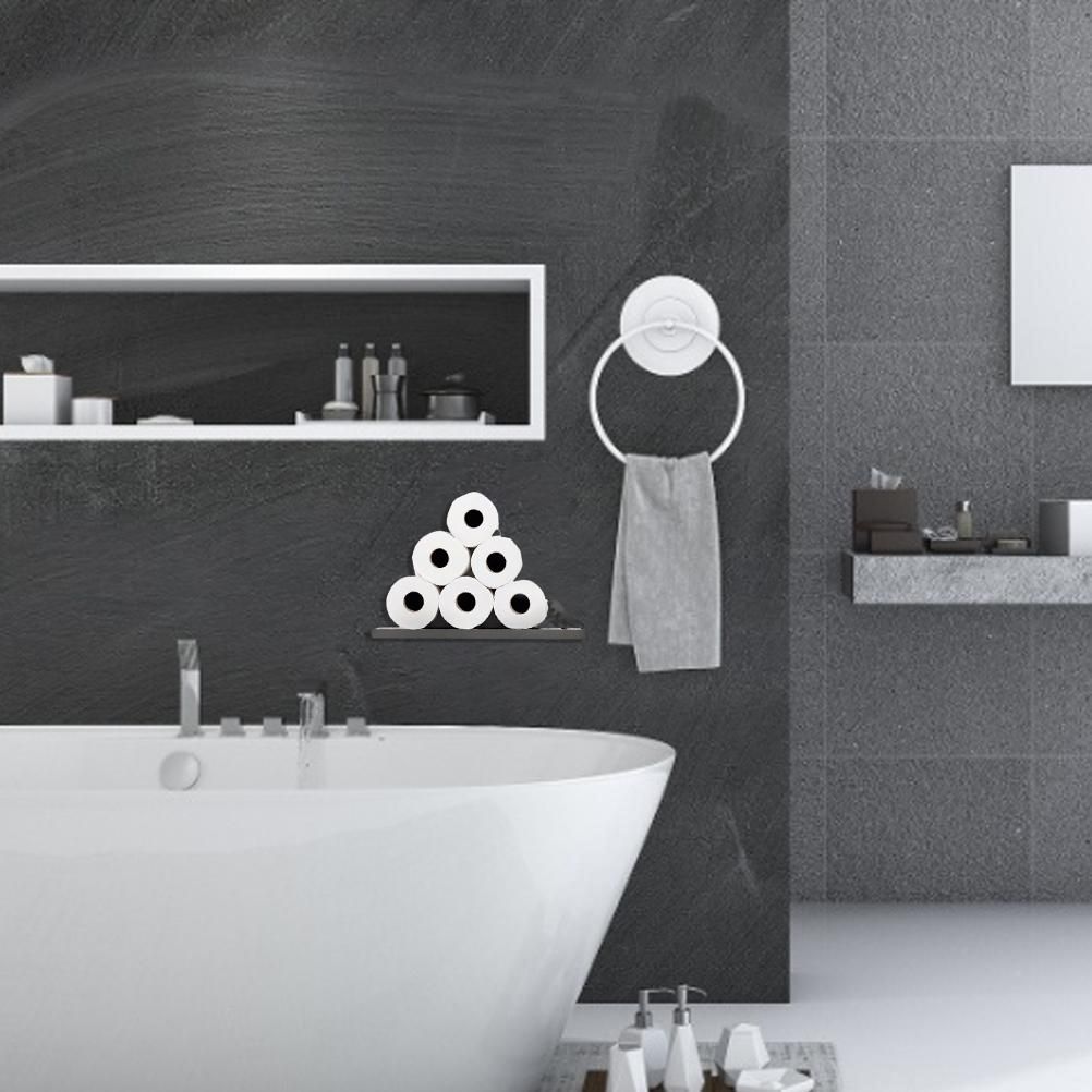 Floating Shelf Toilet Paper Holder Modern Wall Mount Organizer for Rolls Tissues Valentine's Day Gift