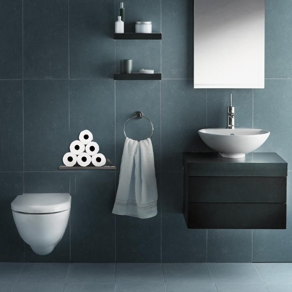 Floating Shelf Toilet Paper Holder Modern Wall Mount Organizer for Rolls Tissues Valentine's Day Gift