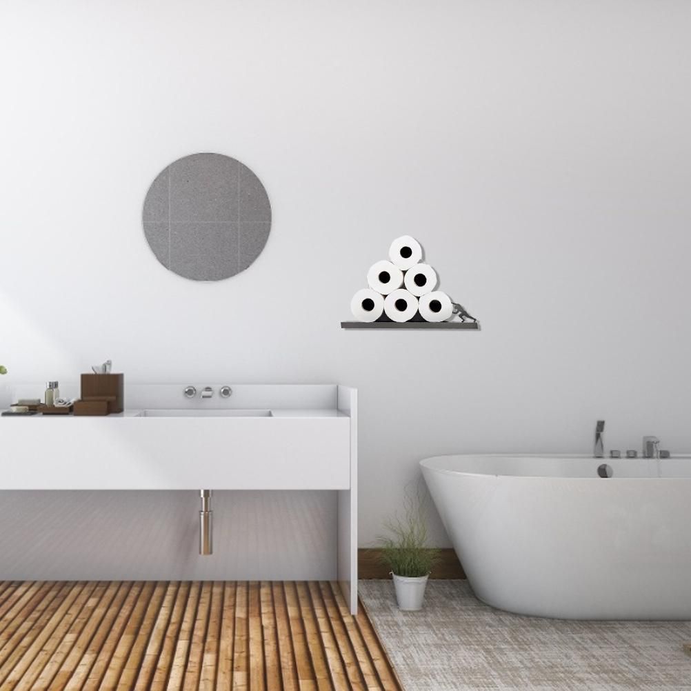 Floating Shelf Toilet Paper Holder Modern Wall Mount Organizer for Rolls Tissues Valentine's Day Gift