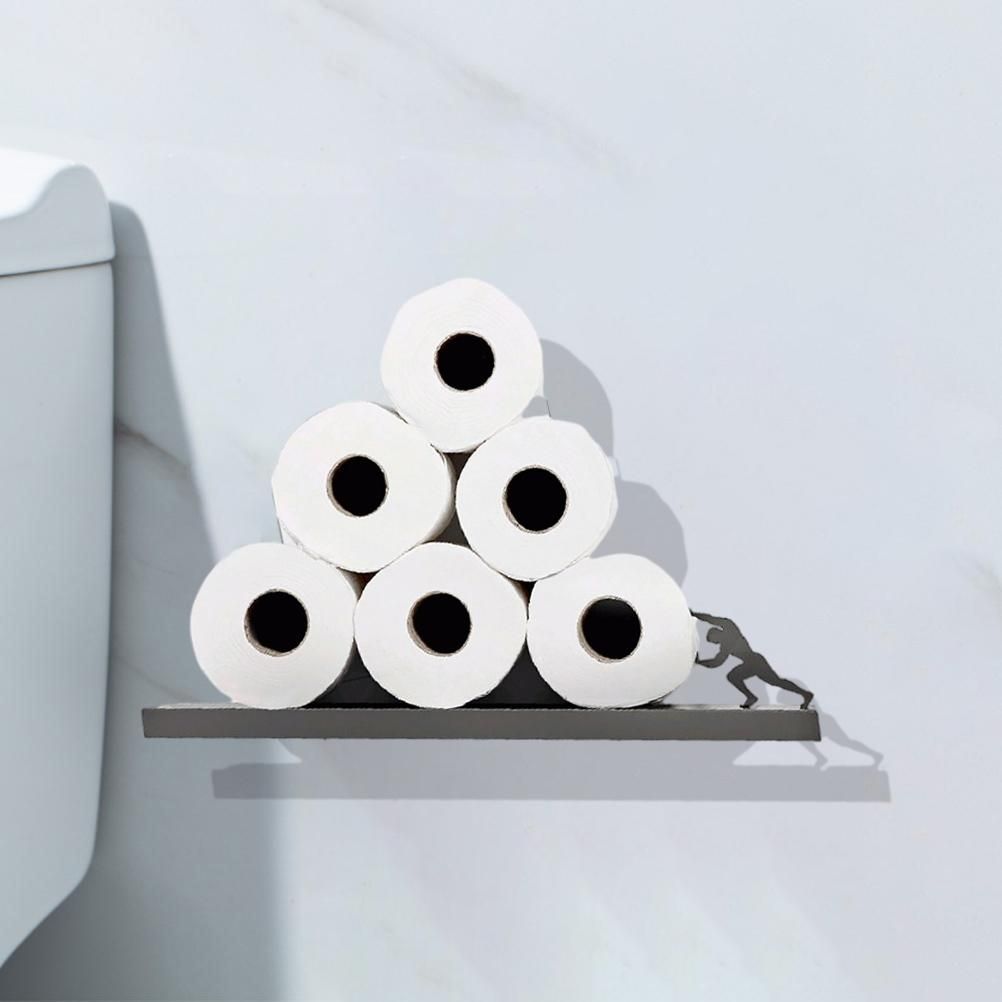 Floating Shelf Toilet Paper Holder Modern Wall Mount Organizer for Rolls Tissues Valentine's Day Gift