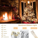 Christmas Ribbon Lights 4Meter 40 LED Lights Copper Wire Ribbon Bows String Lights for Party Weddings Holiday Christmas Tree Decor